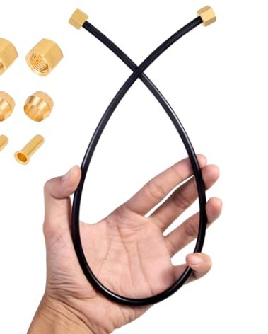 Breezliy 1/4inch Air Compressor Unloader Tube Kit,Compatible Air Compressor Tube Unloader Hose 15",Contains ferrule/inserts/nuts