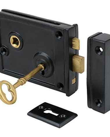 A29 Heavy Duty Cast Iron Horizontal Rim Lock, Black Powder-Coated Finish