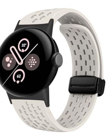 HAYONLIY Magnetic Anti Sweat Sport Band Compatible for Google Pixel Watch 4/3 41mm, 2, 1, Waterproof Breathable Soft Silicone Bands for Women Men