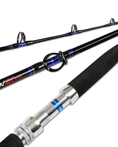 Fiblink 1-Piece/ 2-Piece Saltwater Offshore Trolling Rod Big Game Rod Conventional Boat Fishing Pole (1-Piece, 5'6" - 50-80lbs)