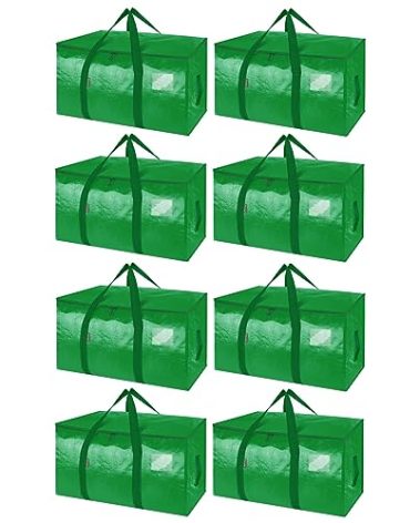 BALEINE 8-Pack Oversized Moving Bags with Reinforced Handles, Heavy-Duty Storage Tote for Clothes, Moving Supplies (Light Green, 8-Pack)