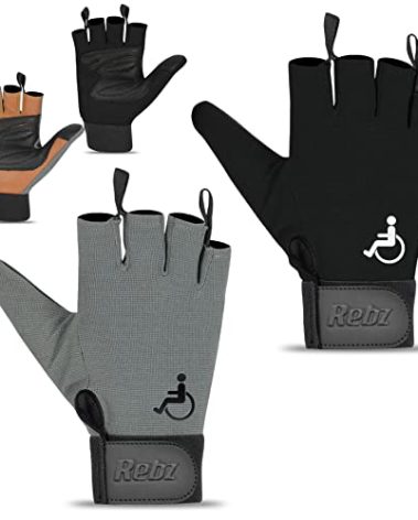 Rebz Wheelchair Full Thumb Fingerless Gloves Ideal Choice for Active Lifestyle Wheelchair Gloves for Men Non Slip Grip to Boost Mobility Breathable Wheelchair Gloves for Intense Sports - Racing