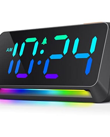 LED Digital Clock for Bedroom, Super Loud Alarm Clock for Heavy Sleepers Adults, Teens | Simple Plug-In Electric Bedside Nightstand Desk Clock with Light and Adjustable Color/Volume/Brightness/Snooze