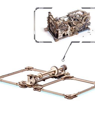 ROBOTIME 3D Wooden Puzzles for Adults Marble Run Link Pack LG01 - Marble Spaceport LGC01 + Marble Night City LGA01 Connector Kit