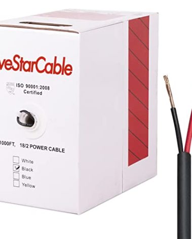 FiveStarCable 18/2 Gauge Low Voltage Cable Wire - 1000 ft, 18 AWG, 2 Conductors, PVC Jacket - for Security Systems, Alarm, Audio, Control, Intercom, and Speaker Applications