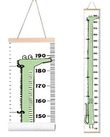 MinoMia Kids Growth Chart, Wood Frame Fabric Canvas Height Measurement Ruler from Baby to Adult for Child's Room Decoration 7.9 x 79in (7.9 x 79in, Cartoon Crocodile)