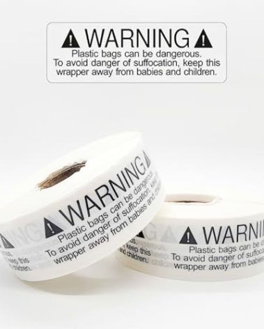 1000 Labels 1x3 inch Transparent Suffocation Warning Label Choking Hazard Self Adhesive FBA Approved Labels Stickers (2 Rolls of 500)