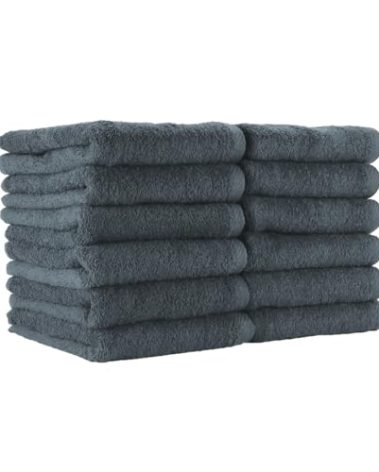 Arkwright Bleach Proof Salon Towels - Pack of 12 - Highly Absorbent, 100% Cotton, Quick Dry Spa Face Towel for Hair Stylist, Barber, Pedicure, and Esthetician, 16 x 27 in, Charcoal