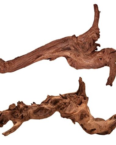 majoywoo Natural Large Driftwood for Aquarium Decor Reptile Decor, Fewer Branches 12.5-18" 2Pcs