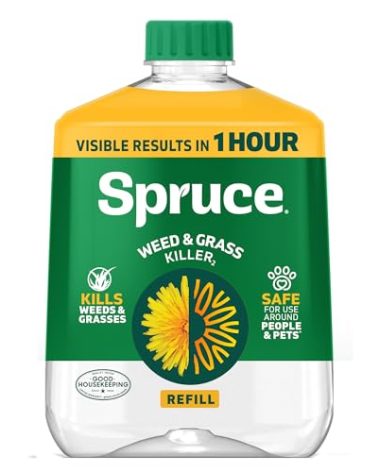 Spruce Weed Killer Refill - Versatile Weed & Grass Killer₂ for Flower Beds, Driveways & Mulch Beds - No Pour, No Mix, No Mess Refill - Kills Dandelions, Crabgrass & More (64 Oz)