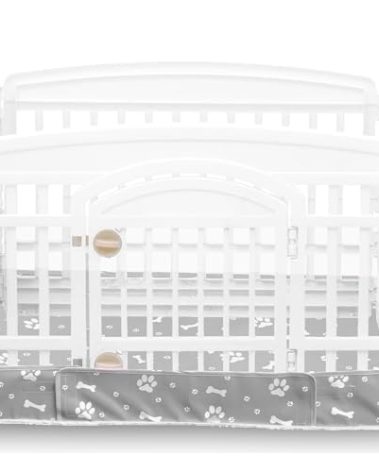 Dog Playpen Bottom Pad Fits for 36 Inch 4 Panels Exercise Pet Playpen, Dog Crate Pad Puppy Playpen Pad, Hoop and Loop Design (Note: Playpen Not Included). -Gray