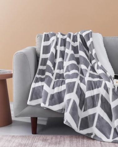 VENTIMI Electric Blanket Heated Throw, 62" x 84" Heated Blanket with 9 Heat Levels & 2 to 10 Hours Auto Off, Fast Heating Blankets with ETL & FCC Certification, Grey