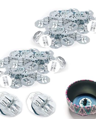 Ziosxin 260pack Galvanized Metal Base Suitable for Wood Wicked Candles Manufacture, Metal Bracket Size: W*D(25 * 25mm),H(8mm) Does not Include Wicks and Stickers