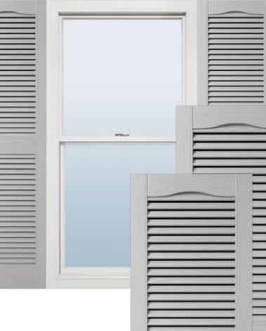 Ekena Millwork Lifetime Vinyl LL1S14X06700PG Standard Cathedral Top Center Mullion, Open Louver Vinyl Shutters, w/Installation Shutter-Lok's & Matching Screws (Per Pair), 14.5"W x 67"H, Paintable