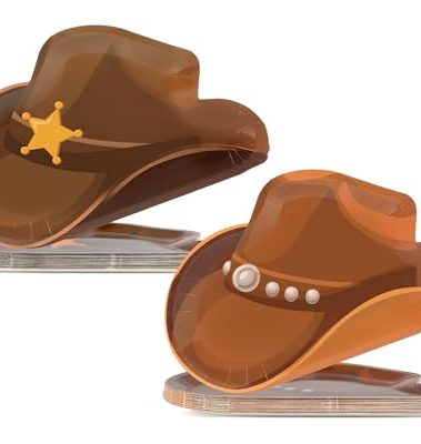 50Pcs Cowboy Paper Plates Western Cowboy Hat Plates Wild West Theme Birthday Decorations Cowgirl Party Hat Dessert Plates Cowboy Rodeo Disposable Tableware for Boy Baby Shower Party Supplies Favors