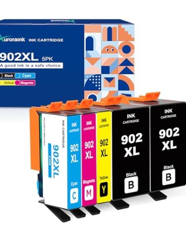 902XL Ink cartridges for HP Printers Replacement for HP 902 902XL Ink cartridges Combo Pack 5 Pack for Officejet Pro 6978 6968 6970 6958 6960 6975 6954 6962 Printer