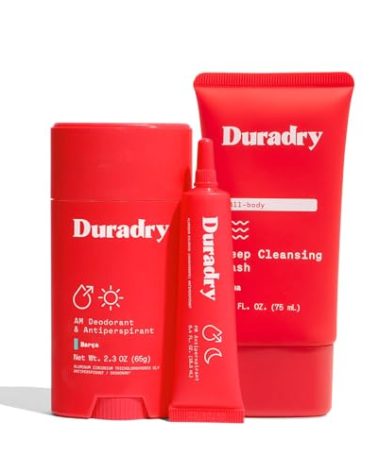 Duradry 3-Step System - Formulated to fight Excessive Underarm Sweating, Hyperhidrosis, Block Sweat & Odor - Antiperspirant Deodorant Stick, Sweat Minimizing Gel, Deodorizing Body Wash - Barca