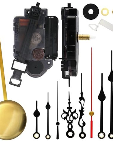 TIKROUND Original Youngtown 12888 Pendulum Clock Movement with 3 Sets of Hands 23 mm (9/10 inches) Shaft Length 15.4 mm (3/5 inch) Thread Length.