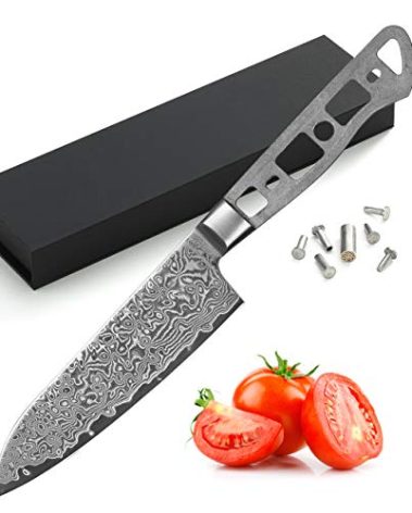 KATSURA Woodworking Project Kit – Santoku Knife Blank – 5 Inch – Japanese Premium AUS 10, 67 Layers Damascus Steel – NO LOGO