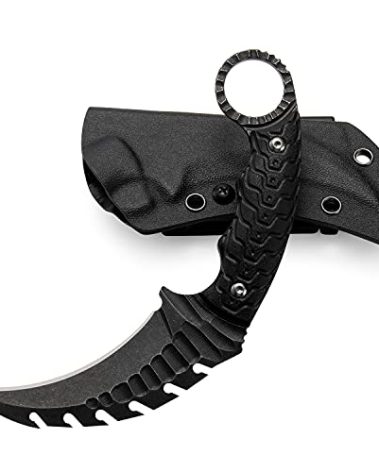 KIASLORE Karambit Knife - D2 Steel Fixed Blade Knife, Camping Knife, Survival Knives & Hunting Knives EDC tool with Snake pattern Handle & Knife Sheath