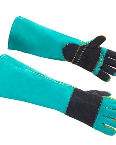 AOWPFVV 23.6 Inches Leather Animal Handling Gloves, Bite Proof Gloves for Dog Cat Bird Falcon Grabbing Reptile Squirrel Snake(Large)
