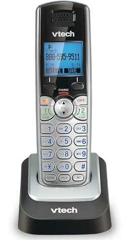 VTech Accessory Handset for DS6151 Series with 2-Line Cordless Phone, Suitable for Small Business or Home, Answering System, Expandable up to 12 Handsets, Intercom, Conference | DS6101 (Black/Silver)