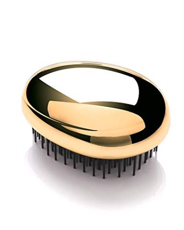 Kent PG Gold Pebble Scalp Massager Shampoo Brush and Travel Size Detangling Brush - Scalp Scrubber for Dandruff and Kids' Hair Detangler (Gold)