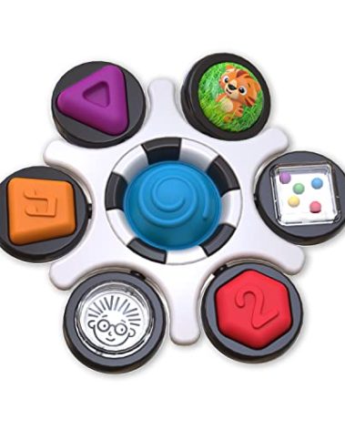 Baby Einstein Curiosity Clutch Fidget Sensory Toy and Pop It Rattle, BPA Free Infant Teether, Age 3 Months+, Multicolored