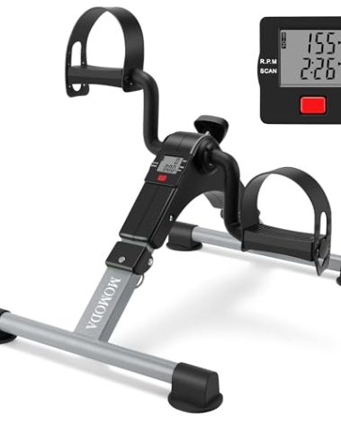 Pedal Exerciser Desk Exercise Bike Leg and Arm Exercise Bike with LCD Monitor Foldable and Porable (black/grey)