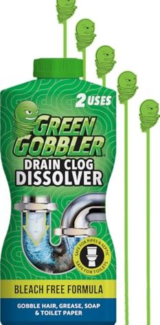 Green Gobbler Drain Clog Remover With 5 Pack of Drain Snake Tools | Drain Opener | Drain cleaner | Toilet Clog Remover