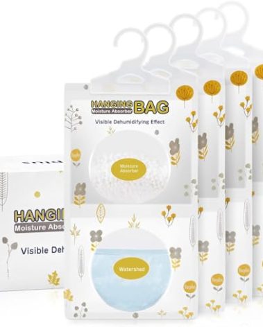 Vacplus Moisture Absorbers Packets, Fragrance Free 5 Pack, Humidity Packs, Dessicant Packets, Hanging Closet Dehumidifier Bags, Odor Eliminator for Bathroom 9.8OZ