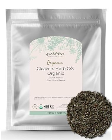 Starwest Botanicals Cleavers Herb Organic - Dried Loose Leaf Herb for Tea, Tinctures, & Herbal Blends, Natural Wellness Support for Women & Men, Cut & Sifted, Certified Kosher, Non-GMO - Bulk 1 lb Bag