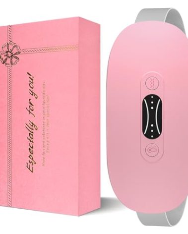 LISACOOL Portable Heating Pad for Period Cramps Cordless Menstrual Heating Pad with 3 Heat Levels and 3 Massage Modes, Birthday Gifts for Women and Girls (Pink)