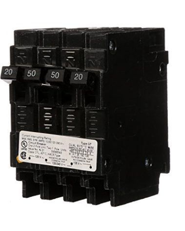 Siemens Q22050CT 50-Amp Double Pole Two 20-Amp Single Pole Circuit Breaker
