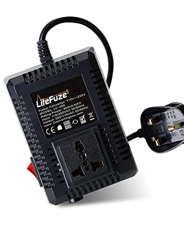 LiteFuze 300 Watt Step Up/Step Down Travel Voltage Converter, 220/110v to 110/220v converter with Type G Plug - Compatible with Hair Straightener, Camera, Laptop & More