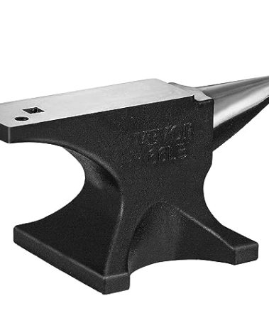 VEVOR Single Horn Anvil, 66Lbs Cast Steel Anvil, High Hardness Rugged Round Horn Anvil Blacksmith, Large Countertop and Stable Base, with Round and Square Hole, Metalsmith Tool for Bending and Shaping