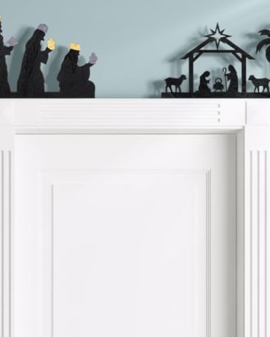 RattanView 2 Pcs 2025 Christmas Door Topper Jesus Nativity Scene Top Frame Decoration Christian Front Door Corner Sign Home Wooden Xmas Party Ornament Table Decor Props Gift for Wall Window(Black)