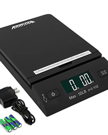 Accuteck 50 lb All-in-One Black Digital Shipping Postal Scale with Adapter (W-8250-50B)
