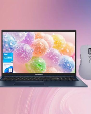 ASUS Vivobook 17.3” FHD Daily Laptop, Intel Core i3-1215U, Intel UHD Graphics, 36GB RAM, 1TB SSD, HDMI, Webcam, Wi-Fi, Windows 11 Home, Blue, Bundle with Thunderobot ML101 Purple Wireless Mouse