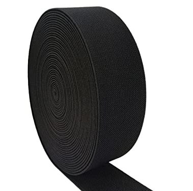 Black Wide Knit Elastic Band for Sewing 2 inch 10 Yards Double-Side Twill Woven Elastic Heavy Stretch Straps Elastic Spool for Clothing Pants Waistband Wigs Skirts Craft DIY Projects