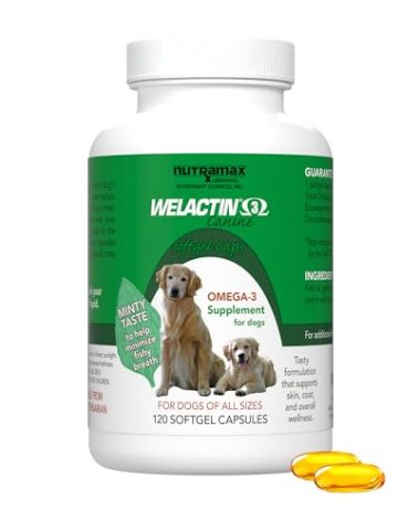 Nutramax Welactin 3 - Canine 120 - Softgel Caps, Welactin Omega-3 Skin and Coat Support