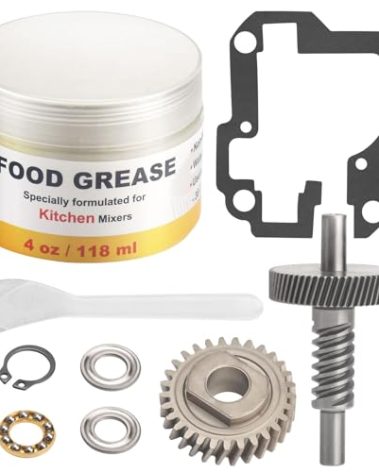 Haiouus 9706529 W11086780 Worm Gear 4oz Food Grade Grease kit Compatible With Whirlpool 5QT&6QT WP9709231, 9709231 Replacement Gear Parts with 9703445 Bearing & 9709511 Gasket and 9703680 Circlip
