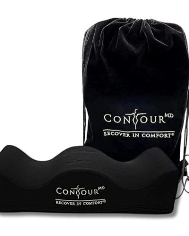 ContourMD BBL Pillow After Surgery – Butt Pillow for Sitting, Driving, or Office Chair – Lightweight Foam Cushion for Brazilian Butt Lift Recovery – BBL Post Surgery Supplies – Black Rectangle