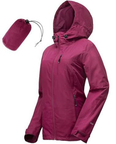 33,000ft Packable Rain Jacket Women Lightweight Waterproof Raincoat with Hood Cycling Bike Jacket Windbreaker