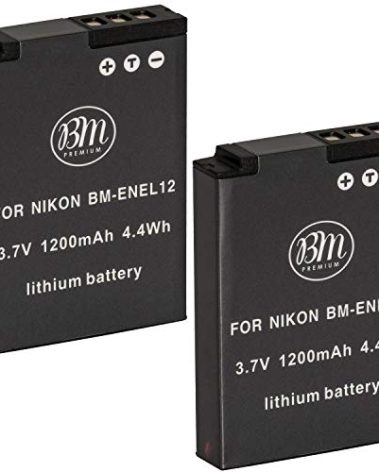 BM 2 EN-EL12 Batteries for Nikon Coolpix A1000, B600, W300, A900, AW100, AW110, AW120, AW130, S6300, S8100, S8200, S9050 S9200 S9300, S9400, S9500, S9700, S9900, P310, P330, P340, KeyMission 170, 360