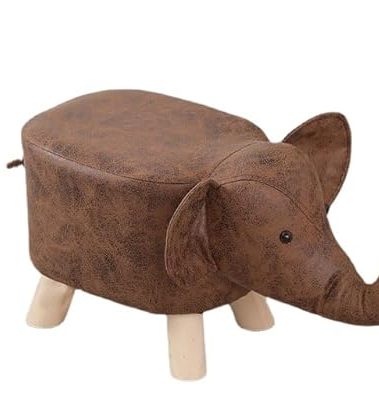 Zodensot Cute Animal Footstools, Footrest Ottoman with Soft Padded Cushion and Non-Slip Feet, Kids & Adult Pouffe Footstool for Bedroom, Living Room or Entryway,Gift for Kids (Coffee Elephant)