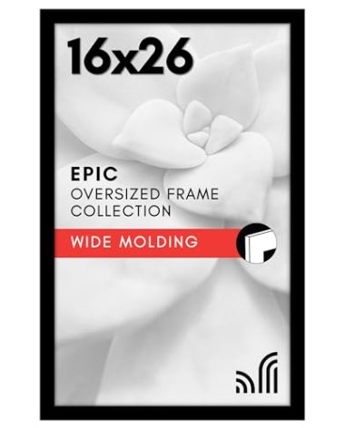 Americanflat 16x26 Picture Frame with Polished Plexiglass - Black Picture Frame - Wide Photo Frames Made of Engineered Wood for Vertical or Horizontal Wall Display - Epic Collection - Black