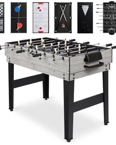 Best Choice Products 10-in-1 Combo Game Table Set w/Hockey, Foosball, Pool, Shuffleboard, Ping Pong, Checkers, Bowling, and Backgammon - Gray