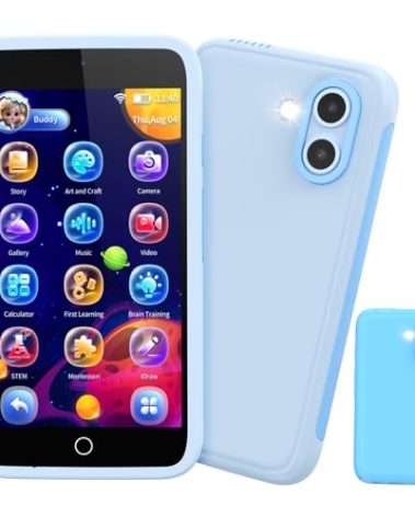 Kids Smart Phone, 3.97" Touchscreen Learning Toy, Dual Camera with 45+ Fun Stickers, 16GB Kids Cell Phone with 210+ Puzzle Games and 190+ Drawing, Perfect Birthday for Ages 3–12