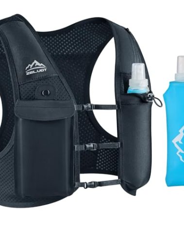 Zelvot Running Vest for Women Men, USA Original Patent, Adjustable Chest Straps Running Hydration Vest with 500ml Soft Flask, Lightweight Breathable Reflective Running Vest for Marathon Hiking - XS/S